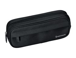 Estuche portatodo liderpapel classic ovalado 2 cremalleras con bolsillo delantero 210x90mm negro
