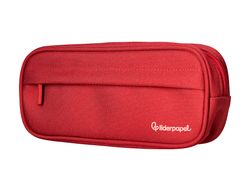 Estuche portatodo liderpapel classic ovalado 2 cremalleras con bolsillo delantero 210x90mm rojo