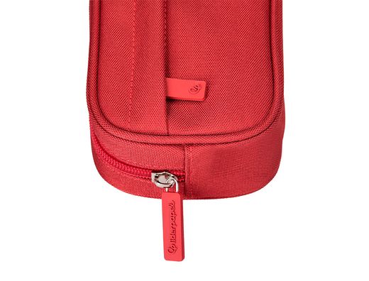 Estuche portatodo liderpapel classic ovalado 2 cremalleras con bolsillo delantero 210x90mm rojo