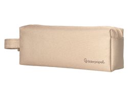 Estuche portatodo liderpapel classic rectangular con asa 2 cremalleras 210 x80mm crema