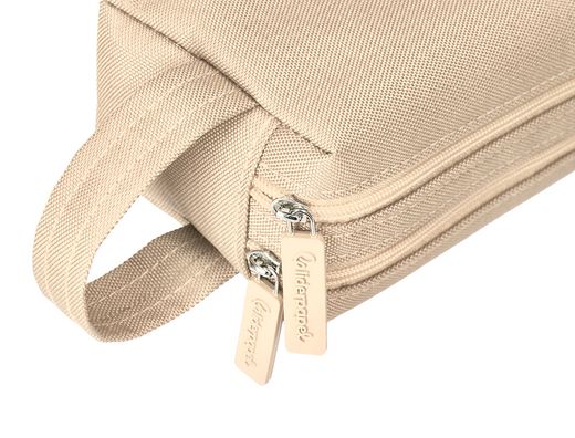 Estuche portatodo liderpapel classic rectangular con asa 2 cremalleras 210 x80mm crema