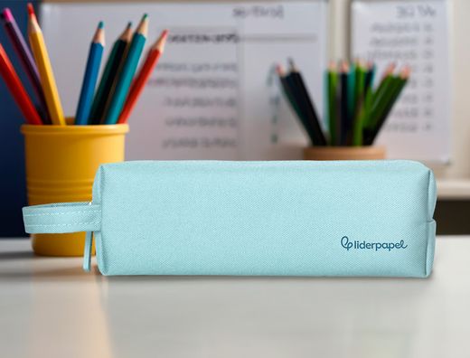 Estuche portatodo liderpapel classic rectangular con asa 210x70mm azul celeste