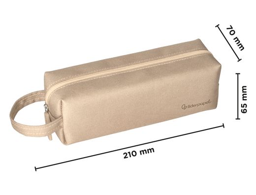 Estuche portatodo liderpapel classic rectangular con asa 210x70mm crema