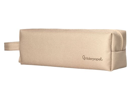 Estuche portatodo liderpapel classic rectangular con asa 210x70mm crema