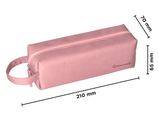 Estuche portatodo liderpapel classic rectangular con asa 210x70mm rosa