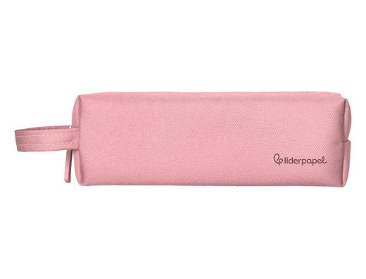Estuche portatodo liderpapel classic rectangular con asa 210x70mm rosa