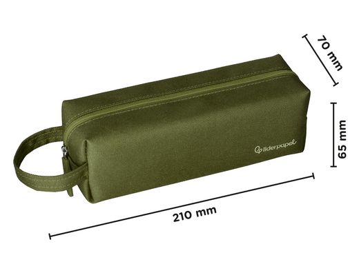 Estuche portatodo liderpapel classic rectangular con asa 210x70mm verde militar