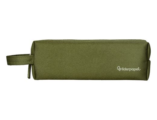 Estuche portatodo liderpapel classic rectangular con asa 210x70mm verde militar