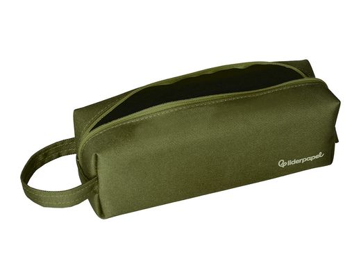 Estuche portatodo liderpapel classic rectangular con asa 210x70mm verde militar