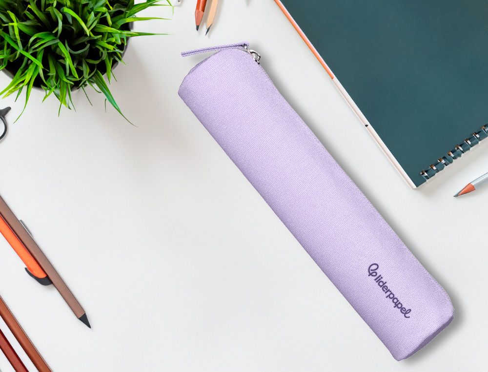 Estuche portatodo liderpapel slim cilindrico 220x45mm lila