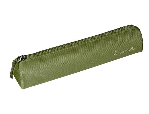 Estuche portatodo liderpapel slim cilindrico 220x45mm verde militar