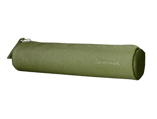 Estuche portatodo liderpapel slim cilindrico 220x45mm verde militar