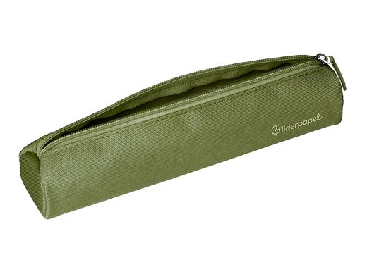 Estuche portatodo liderpapel slim cilindrico 220x45mm verde militar