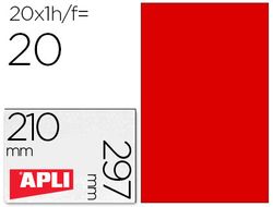 Etiqueta adhesiva apli 02880 tamaño 210x297 mm para fotocopiadora laser ink-jet caja con 20 hojas din a4 rojo