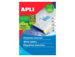 Etiqueta Adhesiva Apli 1215 Tamaño 210X297 mm para Fotocopiadora Laser Ink-Jet Caja con 25 Hojas con 25