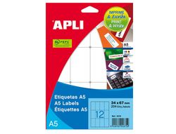Etiqueta adhesiva apli blanca 12x30 mm sobre a5 de 990 unidades