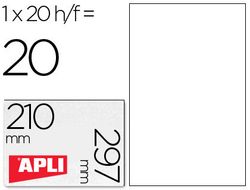 Etiqueta adhesiva apli translucidas 1225 tamaño 210x297 mm - fotocopiadora -laser caja con 20 etiquetas