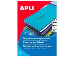Etiqueta adhesiva apli transparente 48,5x25,4 mm fotocopia laser inkjet caja 20 hojas din a4 con 880