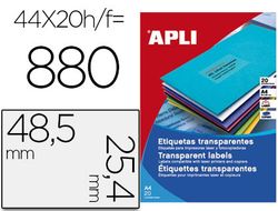 Etiqueta adhesiva apli transparente 48,5x25,4 mm fotocopia laser inkjet caja 20 hojas din a4 con 880
