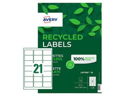 Etiqueta adhesiva avery blanca permanente reciclada 100% para impresora laser 63,5x38,1 mm caja de 315