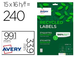 Etiqueta adhesiva avery blanca permanente reciclada 100% para impresora laser 99,1x33,9 mm caja de 240