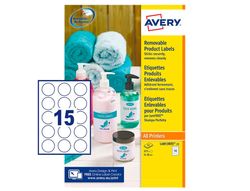 Etiqueta adhesiva avery blanca redonda removible para impresora laser inyeccion tinta fotocopiadora 51 mm