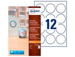 Etiqueta adhesiva avery blanca redonda removible para impresora laser inyeccion tinta fotocopiadora 60 mm