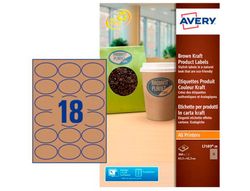 Etiqueta adhesiva avery kraft efecto carton ovalada removible para impresora laser inyeccion tinta