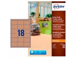 Etiqueta adhesiva avery kraft efecto carton rectangular removible para impresora laser inyeccion tinta