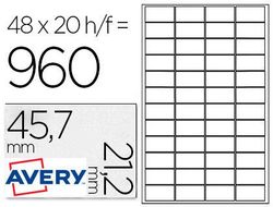 Etiqueta Adhesiva Avery Poliester Plata 45,7 X 21,2 mm Laser Pack de 960 Unidades