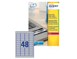 Etiqueta Adhesiva Avery Poliester Plata 45,7 X 21,2 mm Laser Pack de 960 Unidades