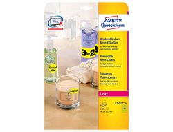 Etiqueta adhesiva avery tamaño 38,1x21,2 mm removible amarillo fluorescente caja de 1625 unidades