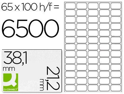 Etiqueta Adhesiva Q-Connect Kf00573 -Tamaño 38,1X21,2 mm -Fotocopiadora -Laser -Ink-Jet-Caja con 100 Hojas Din A4