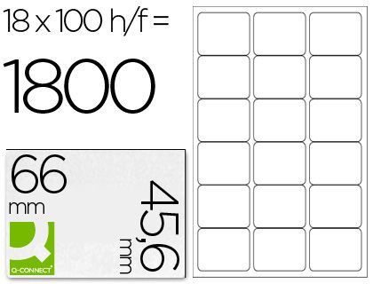 Etiqueta Adhesiva Q-Connect Kf01583 Tamaño 66X45,6 mm Fotocopiadora Laser Ink-Jet Caja con 100 Hojas Din A4