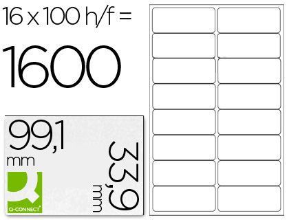 Etiqueta Adhesiva Q-Connect Kf01584 Tamaño 99,1X33,9 mm Fotocopiadora Laser Ink-Jet Caja con 100 Hojas Din A4