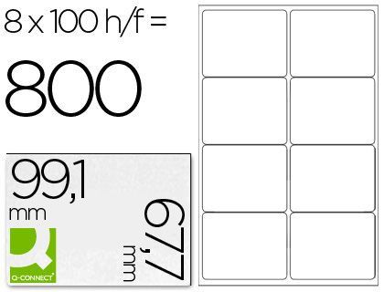 Etiqueta Adhesiva Q-Connect Kf01588 Tamaño 99,1X67,7 mm Fotocopiadora Laser Ink-Jet Caja con 100 Hojas Din A4