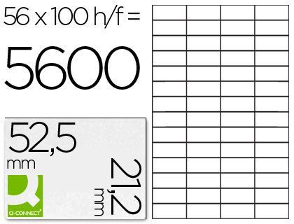 Etiqueta Adhesiva Q-Connect Kf10638 Tamaño 52,5X21,2 mm Fotocopiadora Laser Ink-Jet Caja con 100 Hojas Din A4