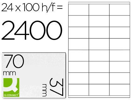 Etiqueta Adhesiva Q-Connect Kf10647 Tamaño 70X37 mm Fotocopiadora Laser Ink-Jet Caja con 100 Hojas Din A4