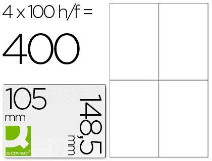Etiqueta Adhesiva Q-Connect Kf10660 Tamaño 105X148,5 mm Fotocopiadora Laser Ink-Jet Caja con 100 Hojas Din A4