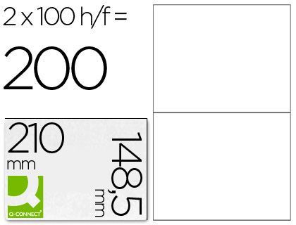 Etiqueta Adhesiva Q-Connect Kf10662 Tamaño 210X148,5 mm Fotocopiadora Laser Ink-Jet Caja con 100 Hojas Din A4