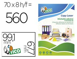 Etiqueta adhesiva tico amarill o fluorescentes permanente fsclaser/inkjet/fotocopia 99,1x67,7 mm caja de 560 unidades