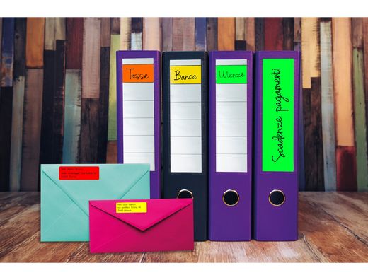 Etiqueta adhesiva tico amarill o fluorescentes permanente fsclaser/inkjet/fotocopia 99,1x67,7 mm caja de 560 unidades