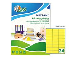 Etiqueta adhesiva tico amarill o fluorescenteses permanente fsc laser/inkjet/fotocopia 70x36mm caja de 1680 unidades