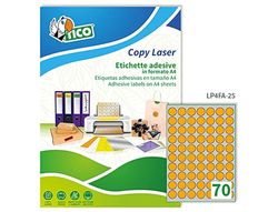Etiqueta adhesiva tico naranja fluorescentes permanente fsc laser/inkjet/fotocopia redonda 25 mmcaja de 4900 unidades
