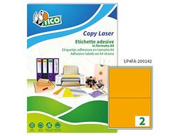 Etiqueta adhesiva tico naranja fluorescentes permanente fsclaser/inkjet/fotocopia 200x142mm caja de 140 unidades