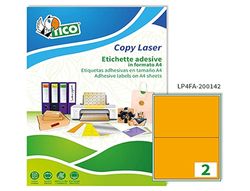 Etiqueta adhesiva tico naranja fluorescentes permanente fsclaser/inkjet/fotocopia 210x297mm caja de 70 unidades