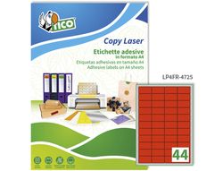 Etiqueta adhesiva tico rojo fl uorescentes permanente fsc laser/inkjet/fotocopia 47,5x25,5 mmcaja de 3080 unidades