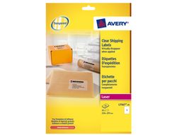 Etiqueta Adhesivas Avery Din A4 Imprimibles Transparente 210X297 mm Caja de 25 Hojas con 25 Etiquetas