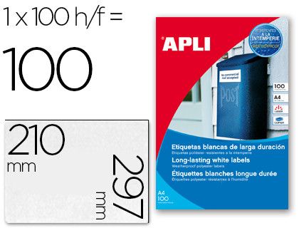 Etiqueta autoadhesiva 21 x29.7 cm Apli 12121