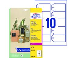 Etiqueta colgante avery blanca 90x50 mm imprimible doble cara plastico 190 mc pack de 100 unidades